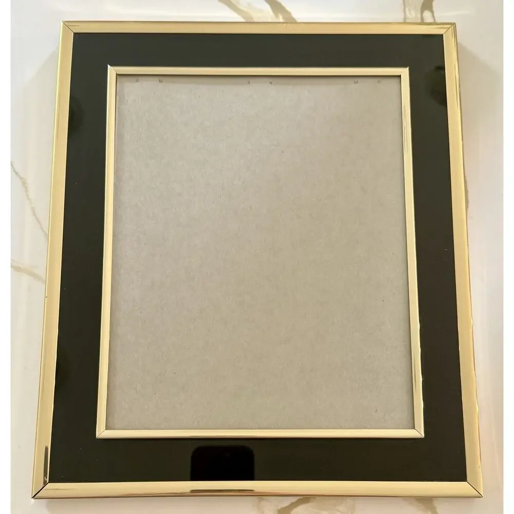 Vintage 1980’s Gold And Black Picture Frame 8x10 Free Standing Velvet Backing